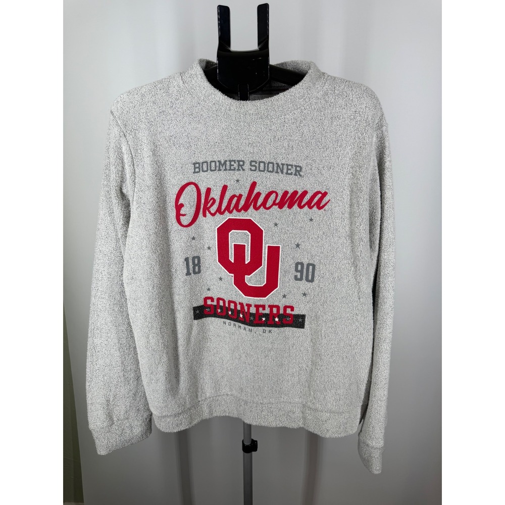 Pressbox Oklahoma Sooners Comfy Terry Sweatshirt Grey Womens L Boomer Sooner